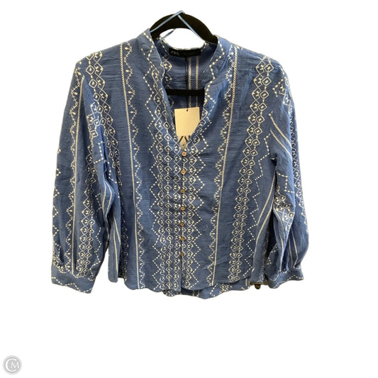 Top Long Sleeve By Zara Women In Blue, Size: S