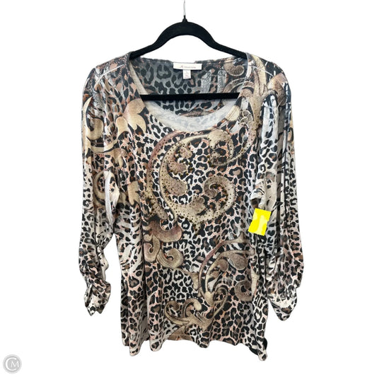 Top Long Sleeve By Jm Collections In Animal Print, Size: Xl