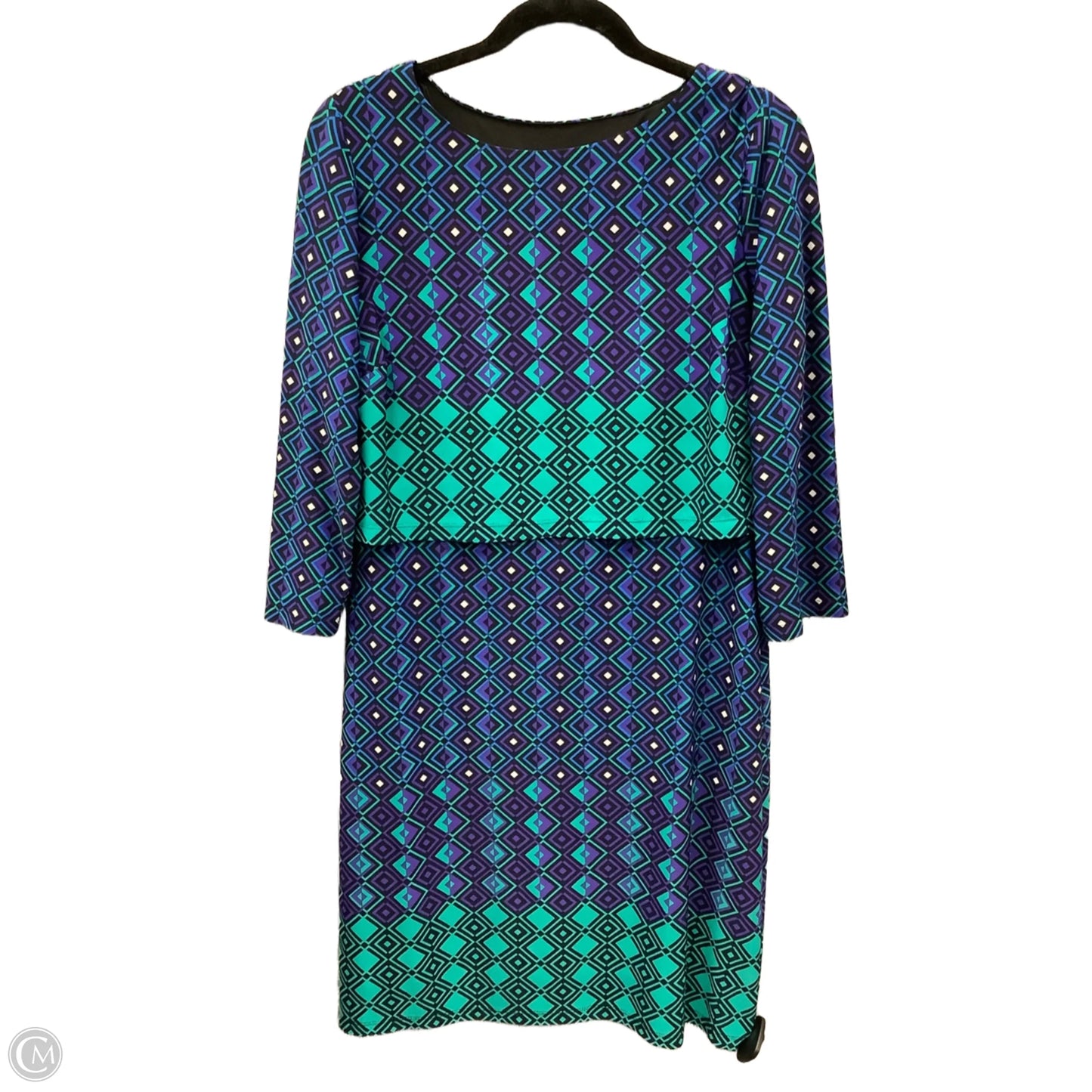 Dress Casual Midi By Ronnie Nicole In Black & Blue, Size: M