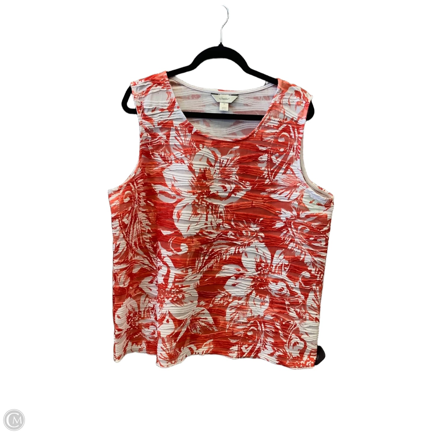 Top Sleeveless By Cj Banks In Red & White, Size: 1x