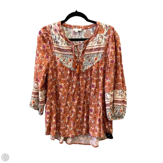 Top 3/4 Sleeve By Jane And Delancey In Orange, Size: M