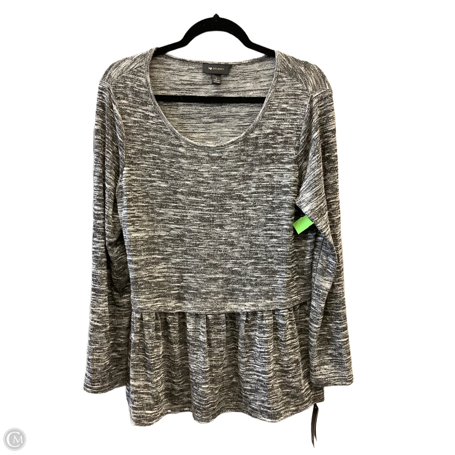 Top Long Sleeve By Ab Studio In Grey, Size: L