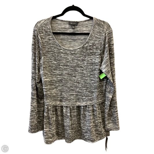 Top Long Sleeve By Ab Studio In Grey, Size: L