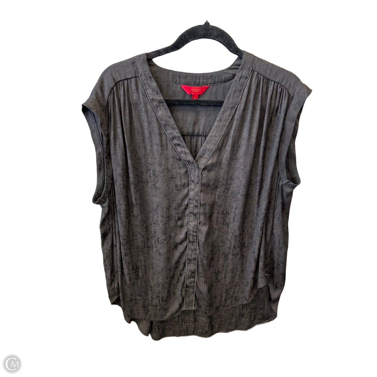 Top Short Sleeve By Jennifer Lopez In Black, Size: 1x