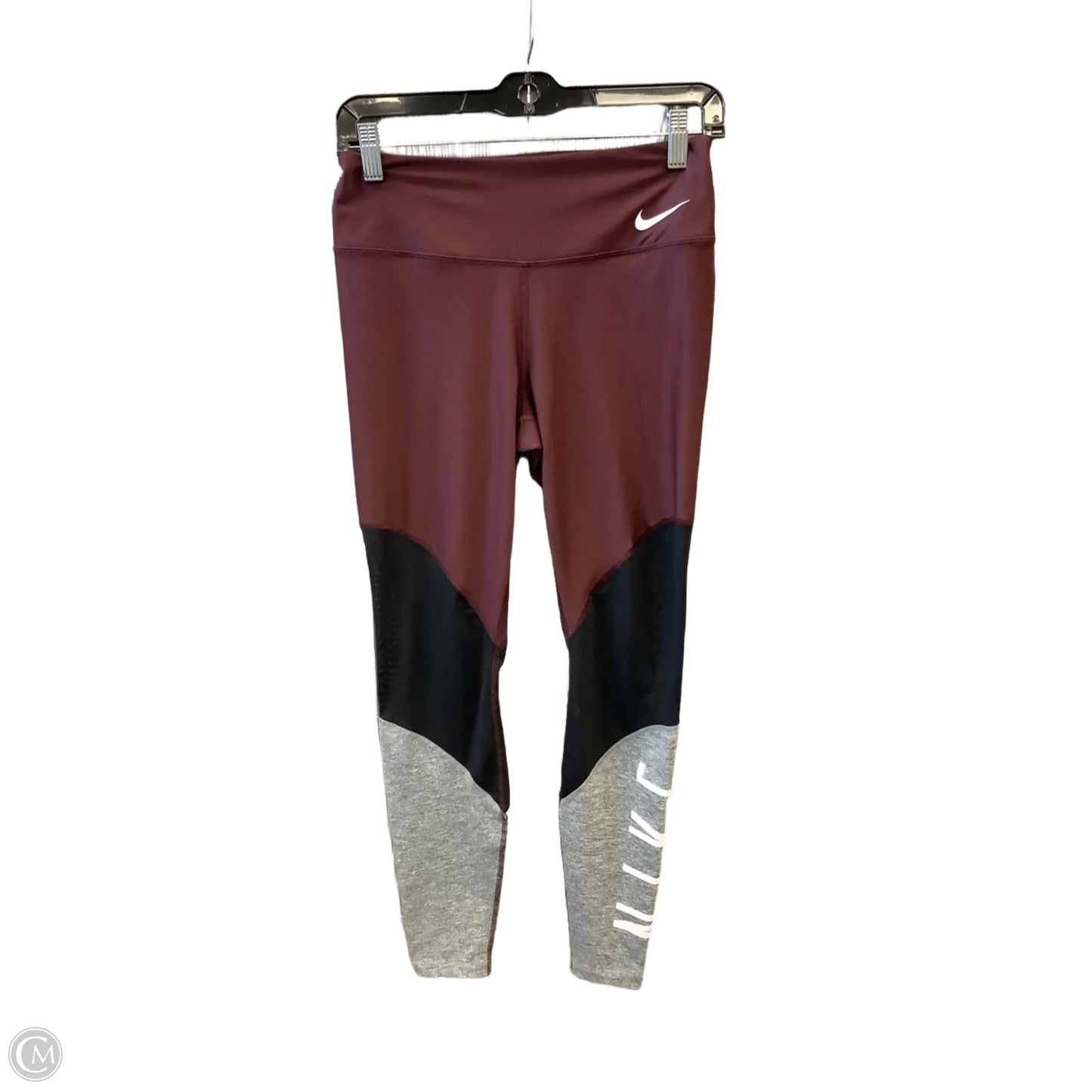Athletic Leggings By Nike In Maroon, Size: M
