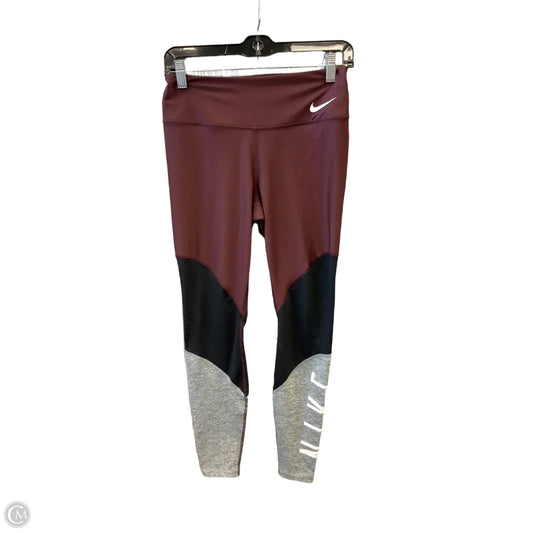 Athletic Leggings By Nike In Maroon, Size: M