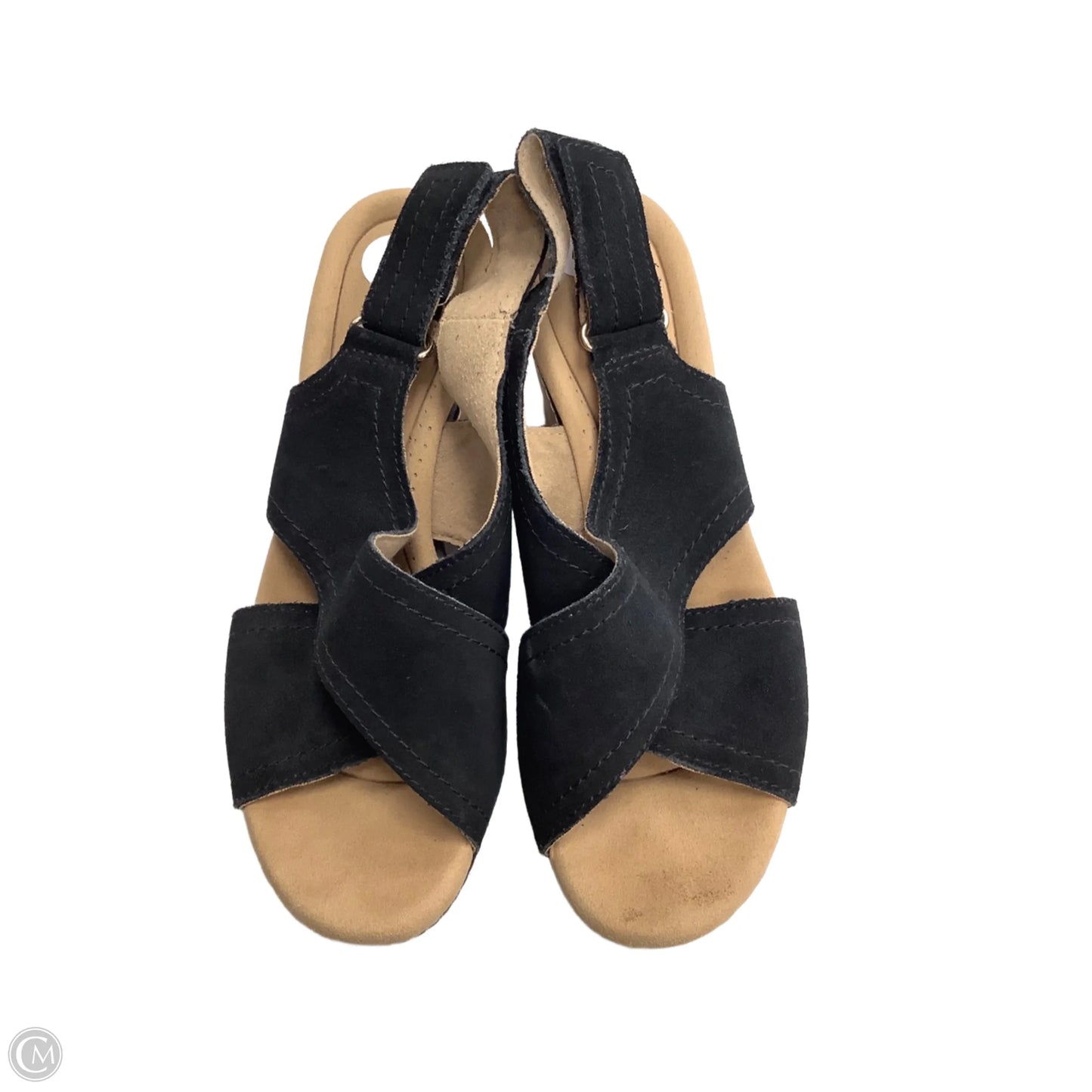 Sandals Heels Wedge By Clarks In Black & Brown, Size: 7