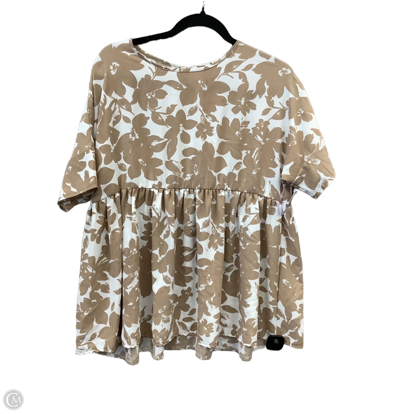 Blouse Short Sleeve By Bombom In Brown & White, Size: S