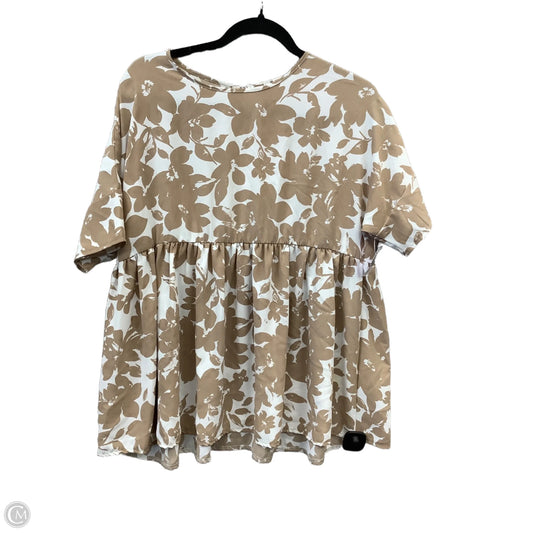 Blouse Short Sleeve By Bombom In Brown & White, Size: S
