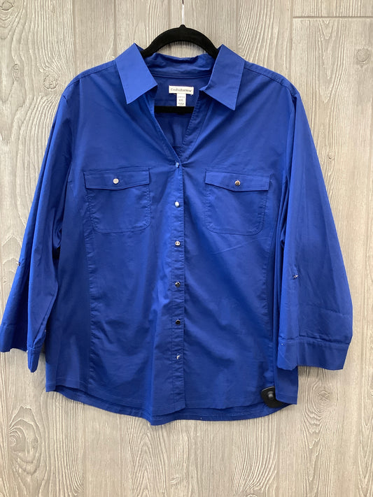 Top Long Sleeve By Croft And Barrow In Blue, Size: 2x