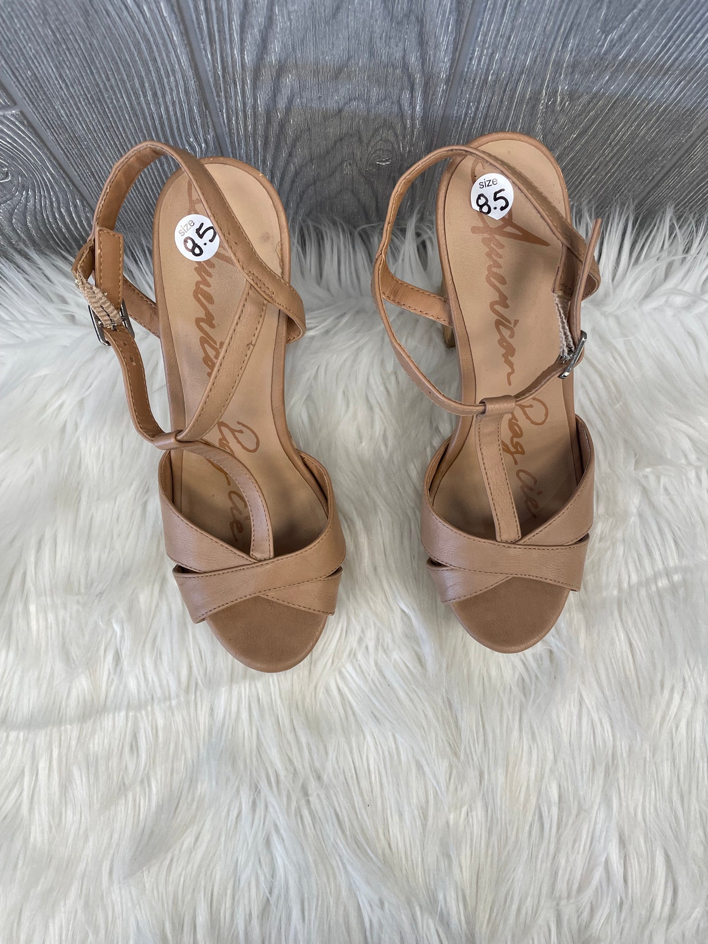 Tan Shoes Heels Wedge American Rag, Size 8.5