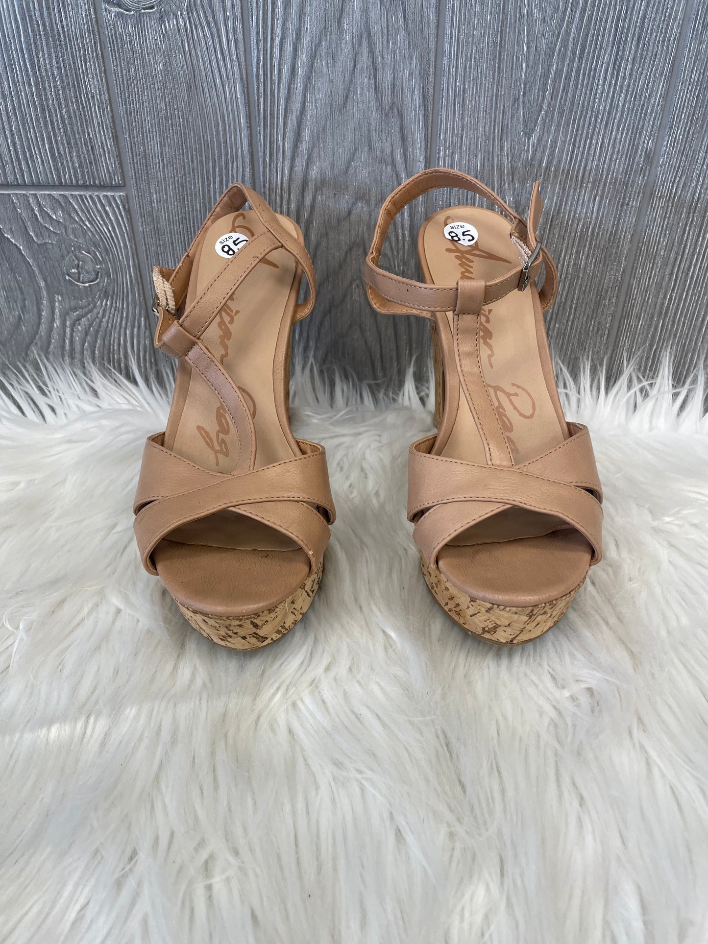 Tan Shoes Heels Wedge American Rag, Size 8.5