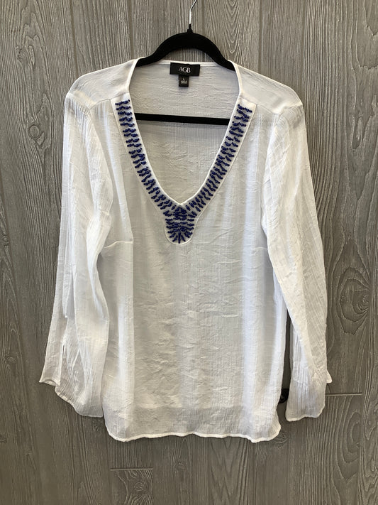 Top Long Sleeve By Clothes Mentor In White, Size: L