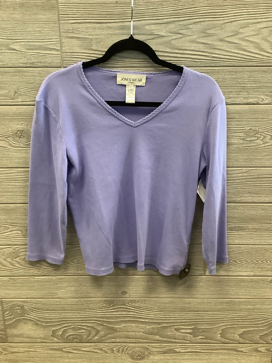 Top Long Sleeve By Jones Wear In Purple, Size: L