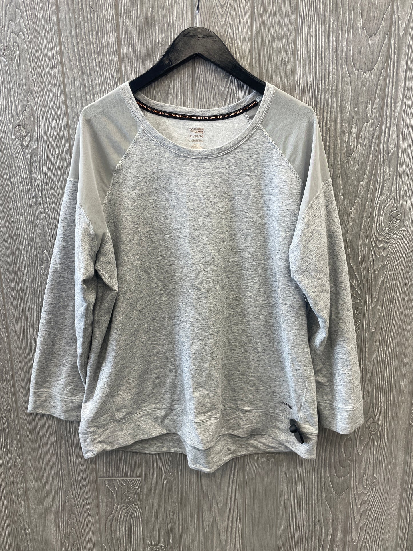 Athletic Top Long Sleeve Collar By Clothes Mentor In Grey, Size: Xl