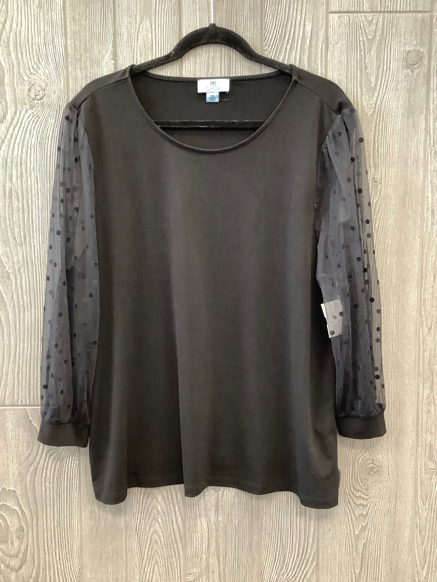 Top Long Sleeve By Cece In Black, Size: Xxl