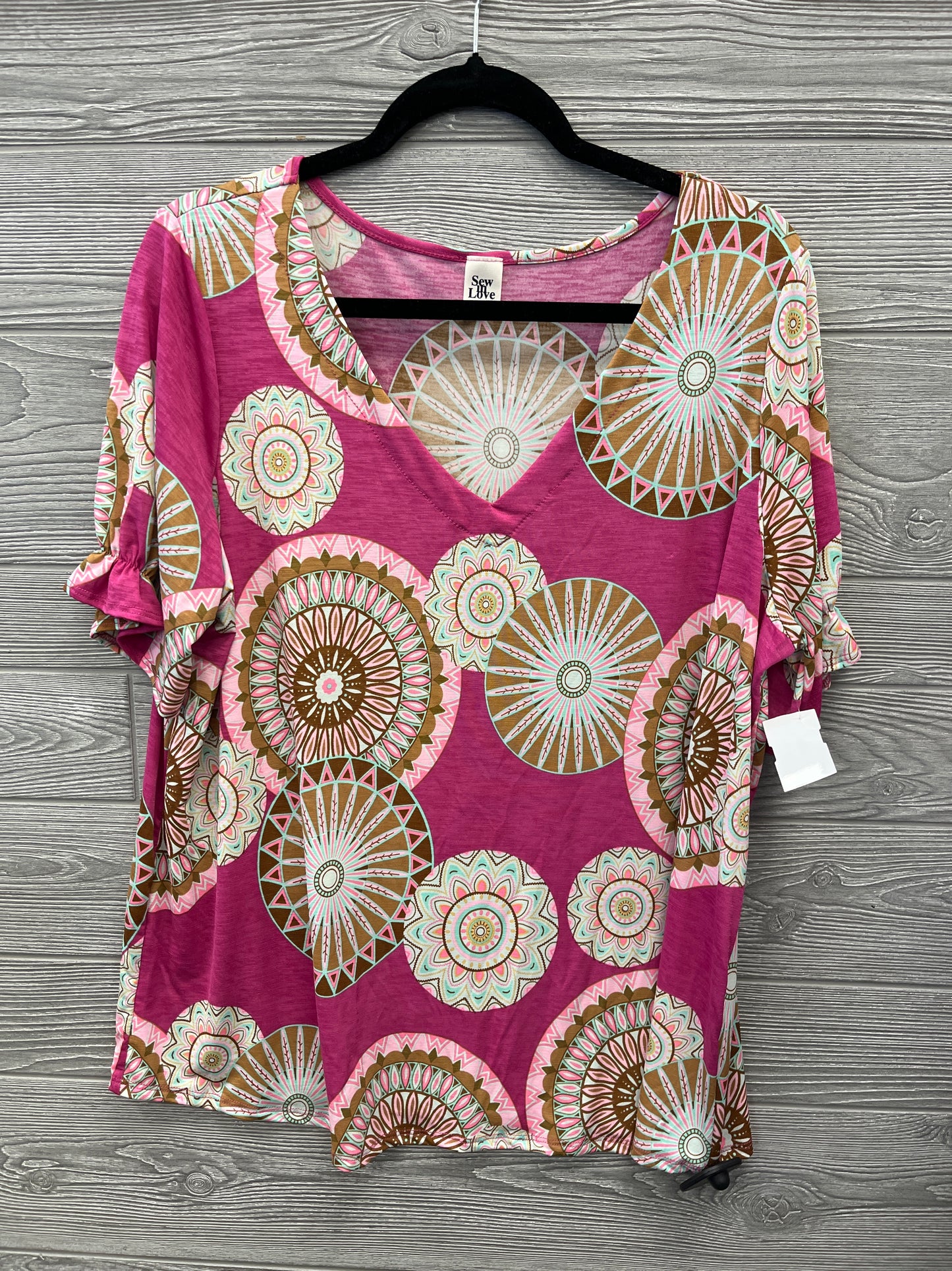 Top Short Sleeve By Sew In Love In Pink, Size: L