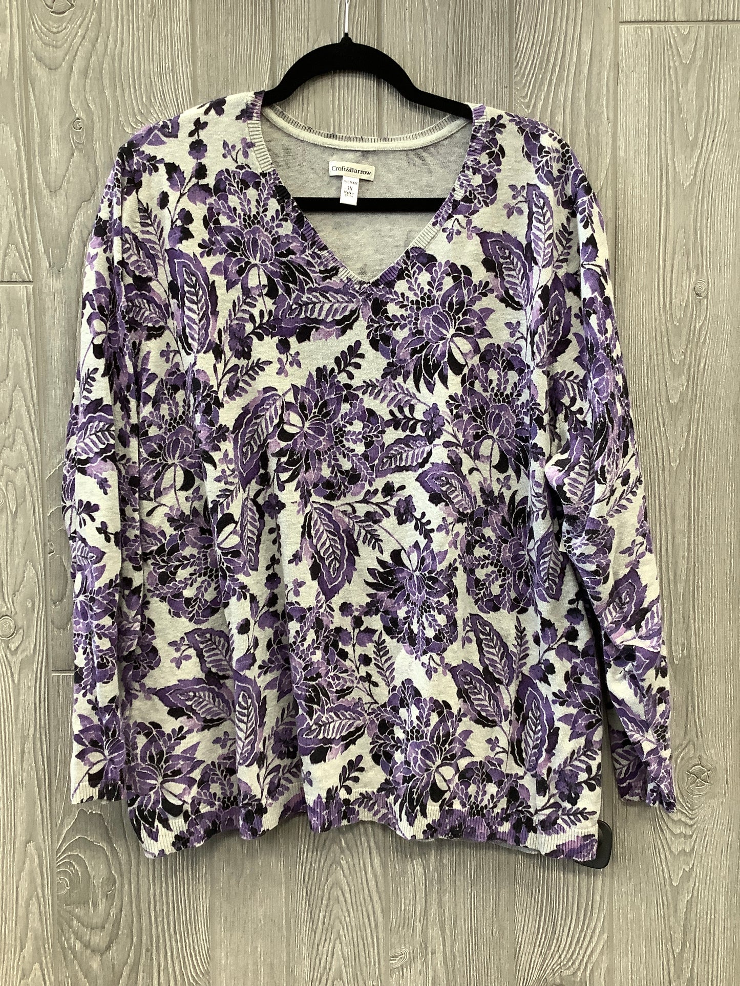 Top Long Sleeve By Croft And Barrow In Purple, Size: 3x