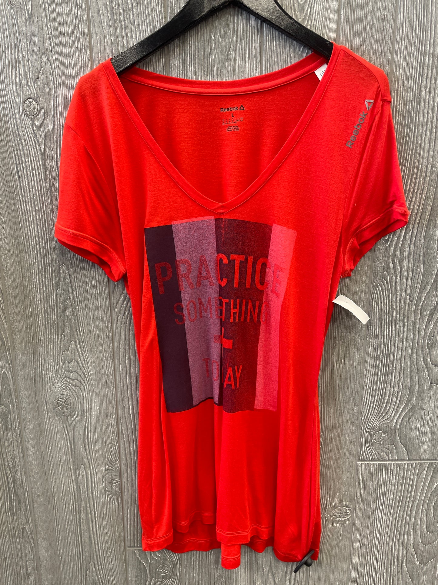 Athletic Top Short Sleeve By Reebok In Red, Size: L