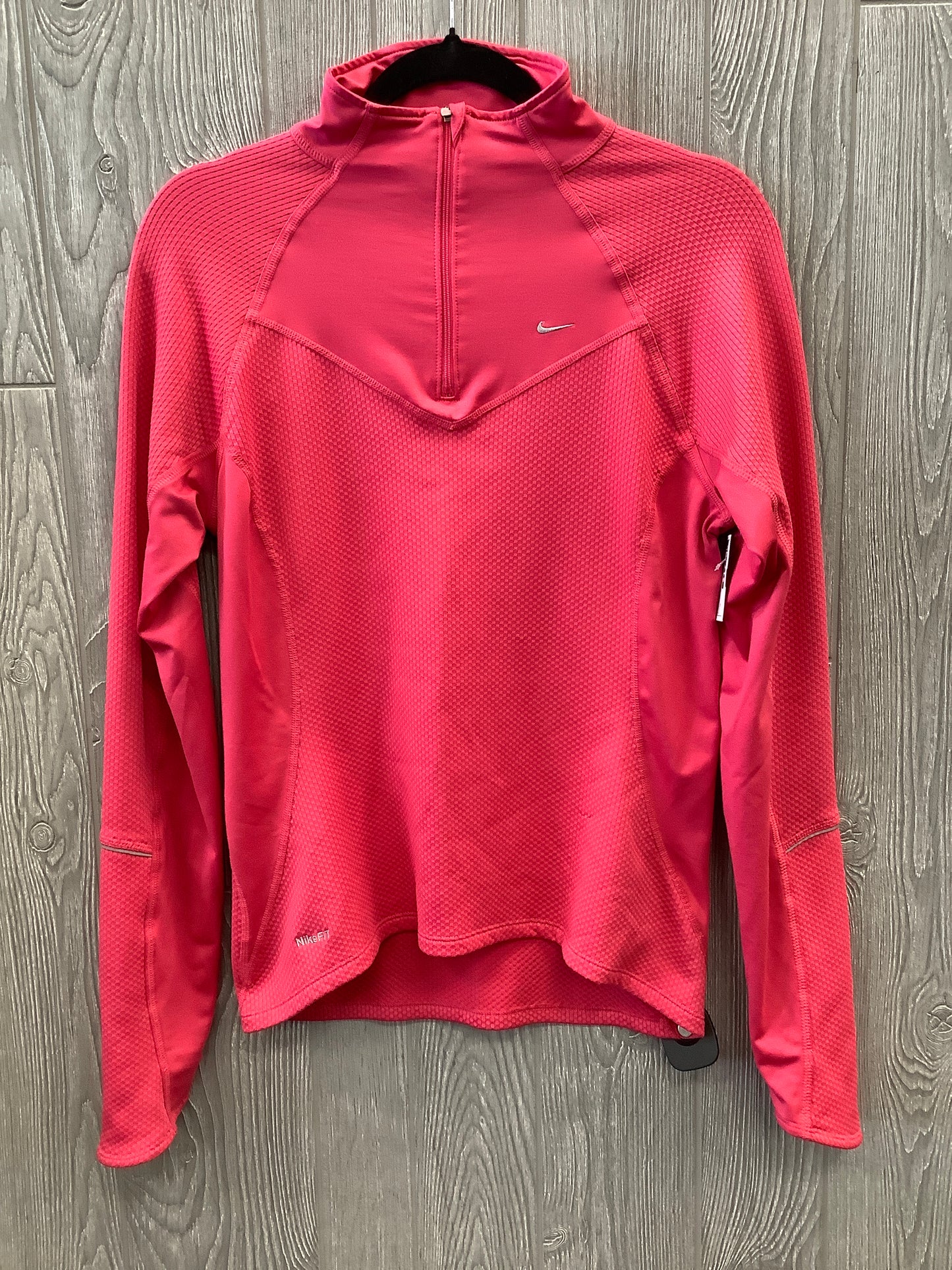 Athletic Top Long Sleeve Collar By Nike In Pink, Size: M