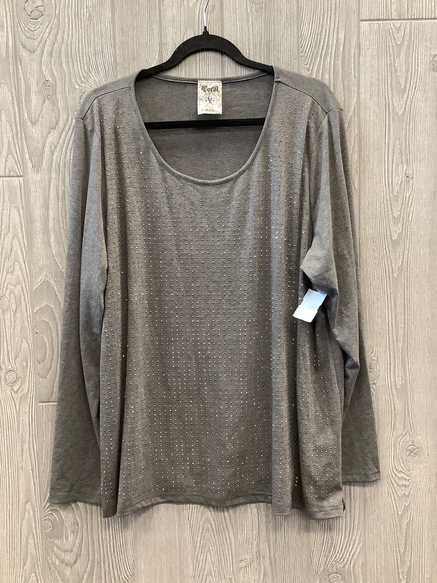 Top Long Sleeve By Vocal In Grey, Size: 3x