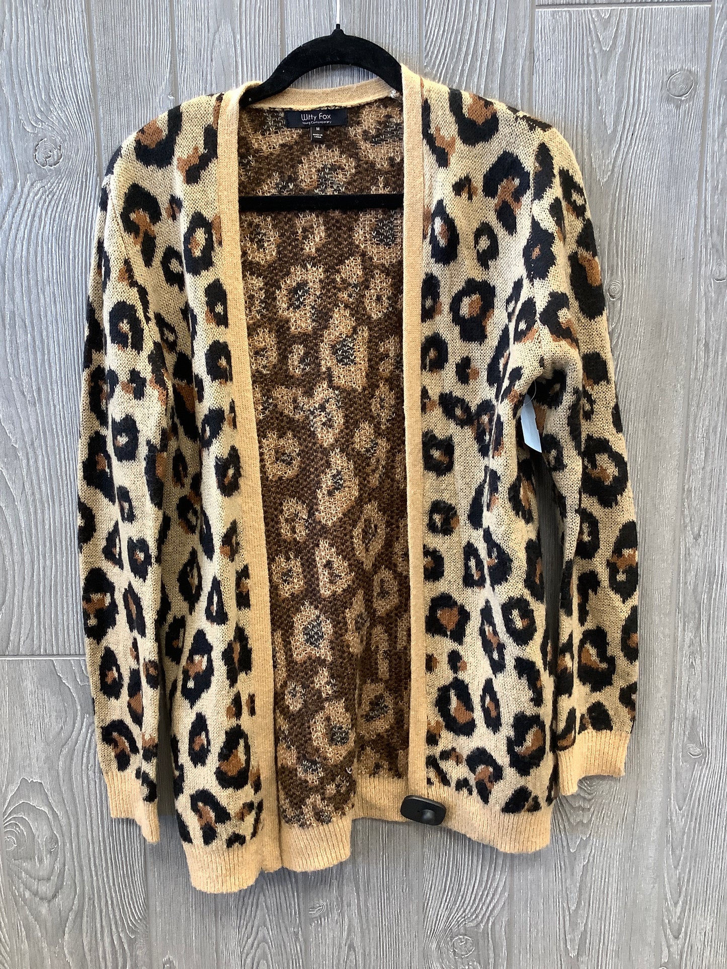 Sweater Cardigan By Clothes Mentor In Animal Print, Size: M