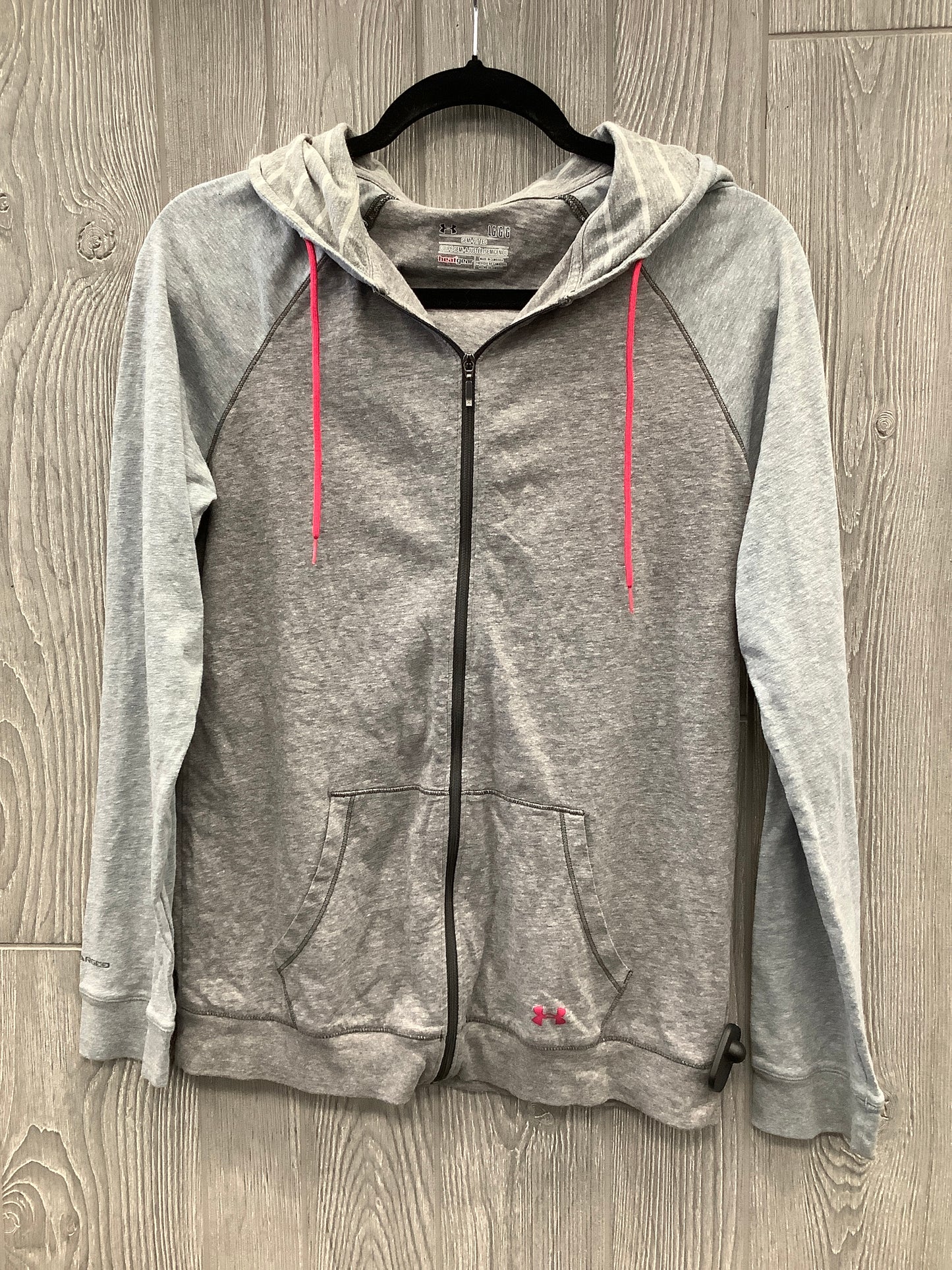 Athletic Sweatshirt Hoodie By Under Armour In Grey, Size: L
