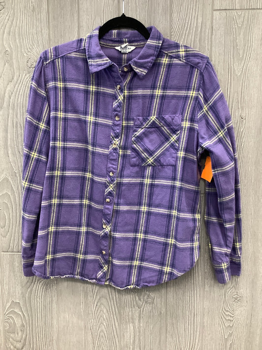 Top Long Sleeve By Arizona In Plaid Pattern, Size: L