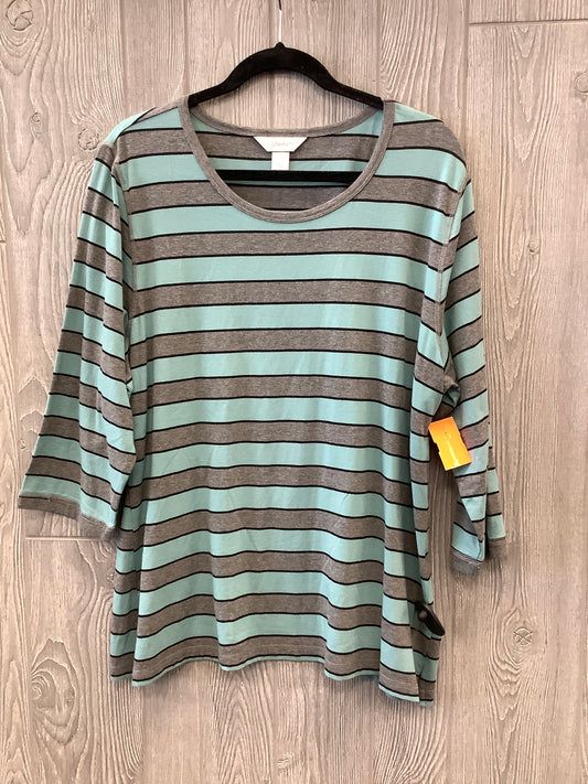 Top 3/4 Sleeve By Cj Banks In Striped Pattern, Size: 1x