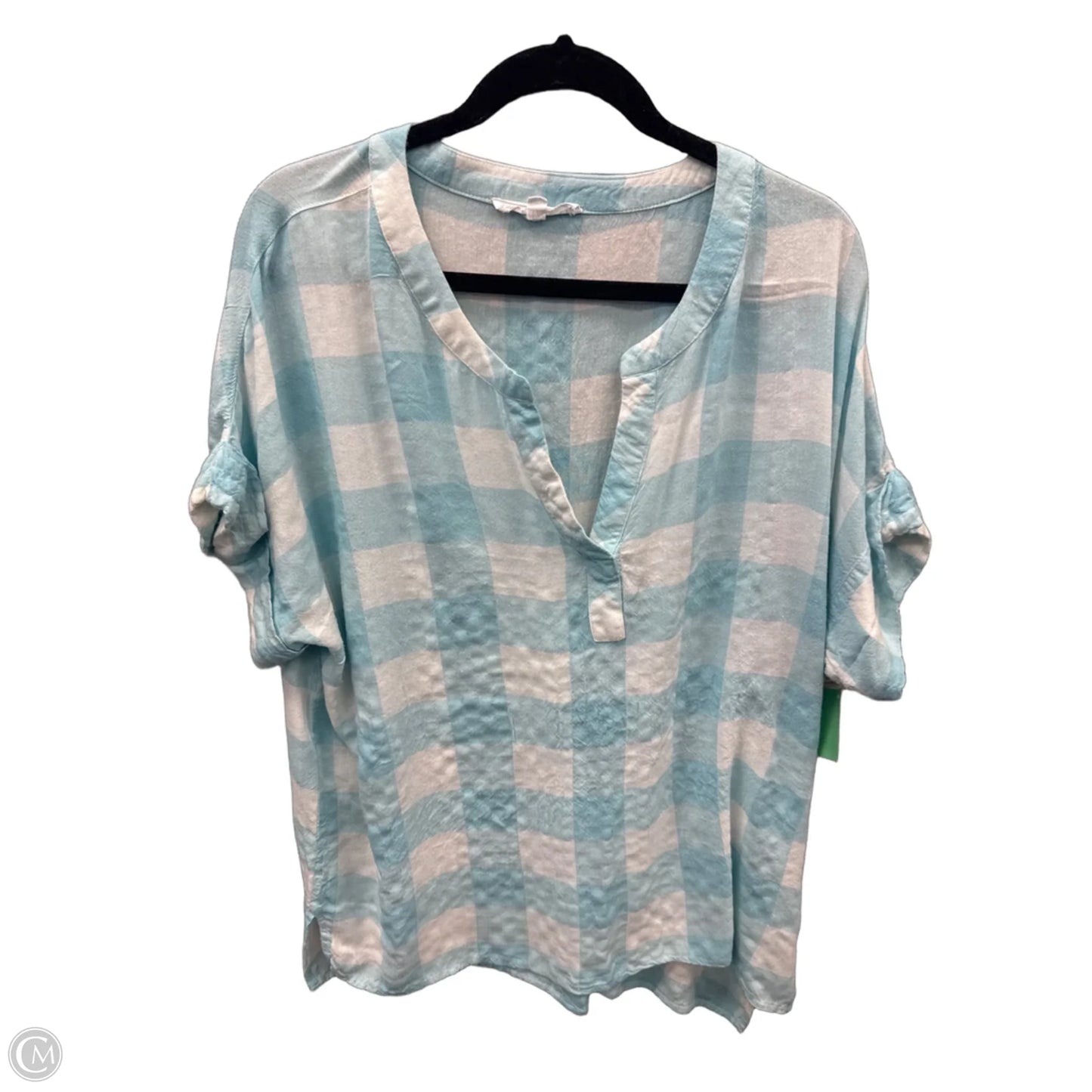 Top Short Sleeve By Jane And Delancey In Plaid Pattern, Size: Xl