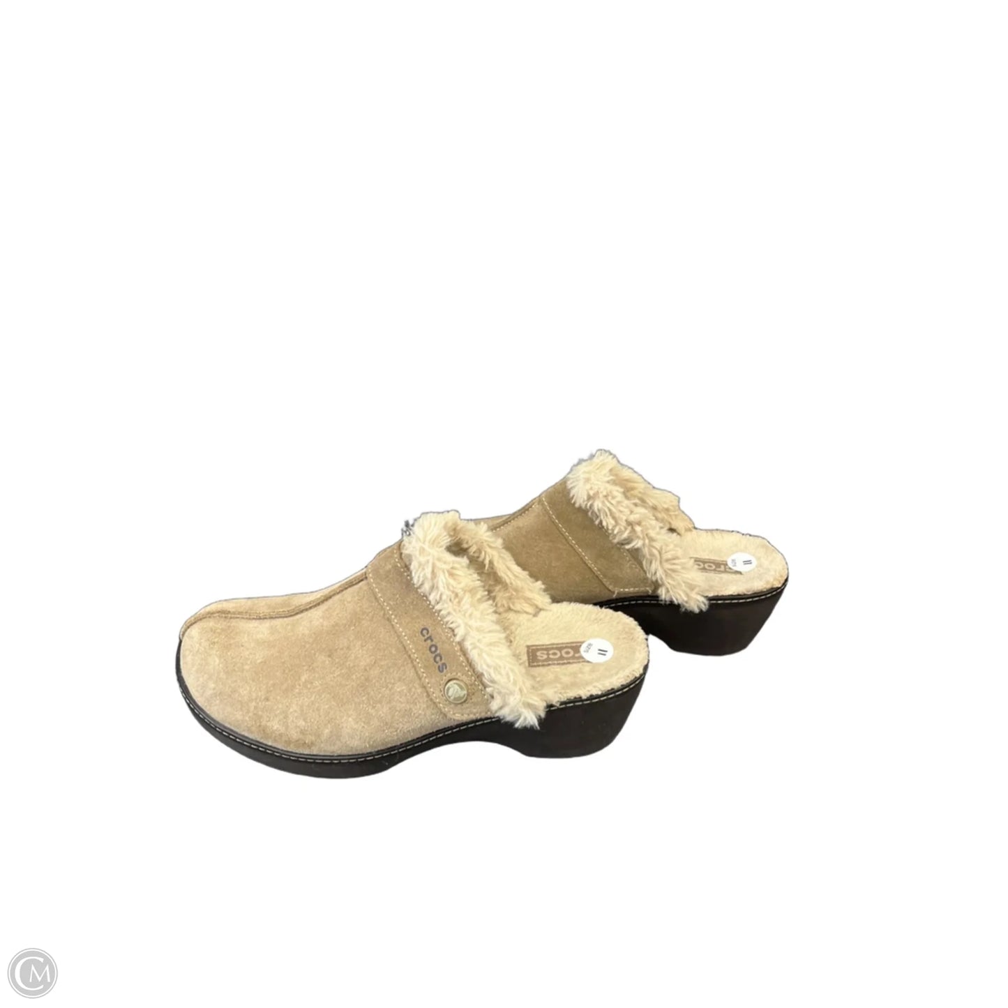 Shoes Heels Wedge By Crocs In Beige, Size: 11