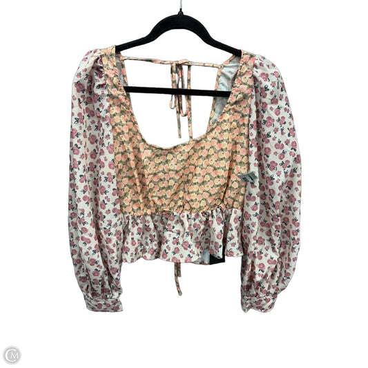 Top Long Sleeve By Shein In Floral Print, Size: L