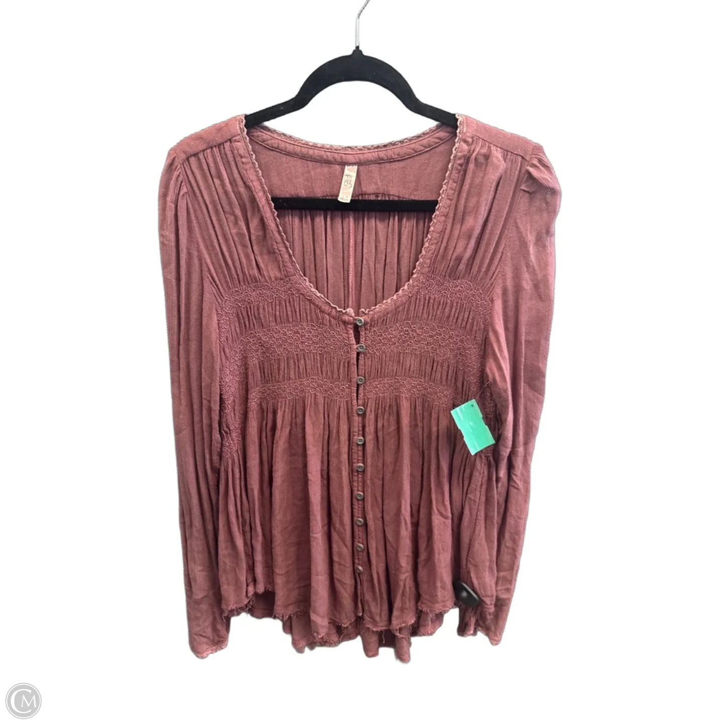 Top Long Sleeve By Free People In Pink, Size: M