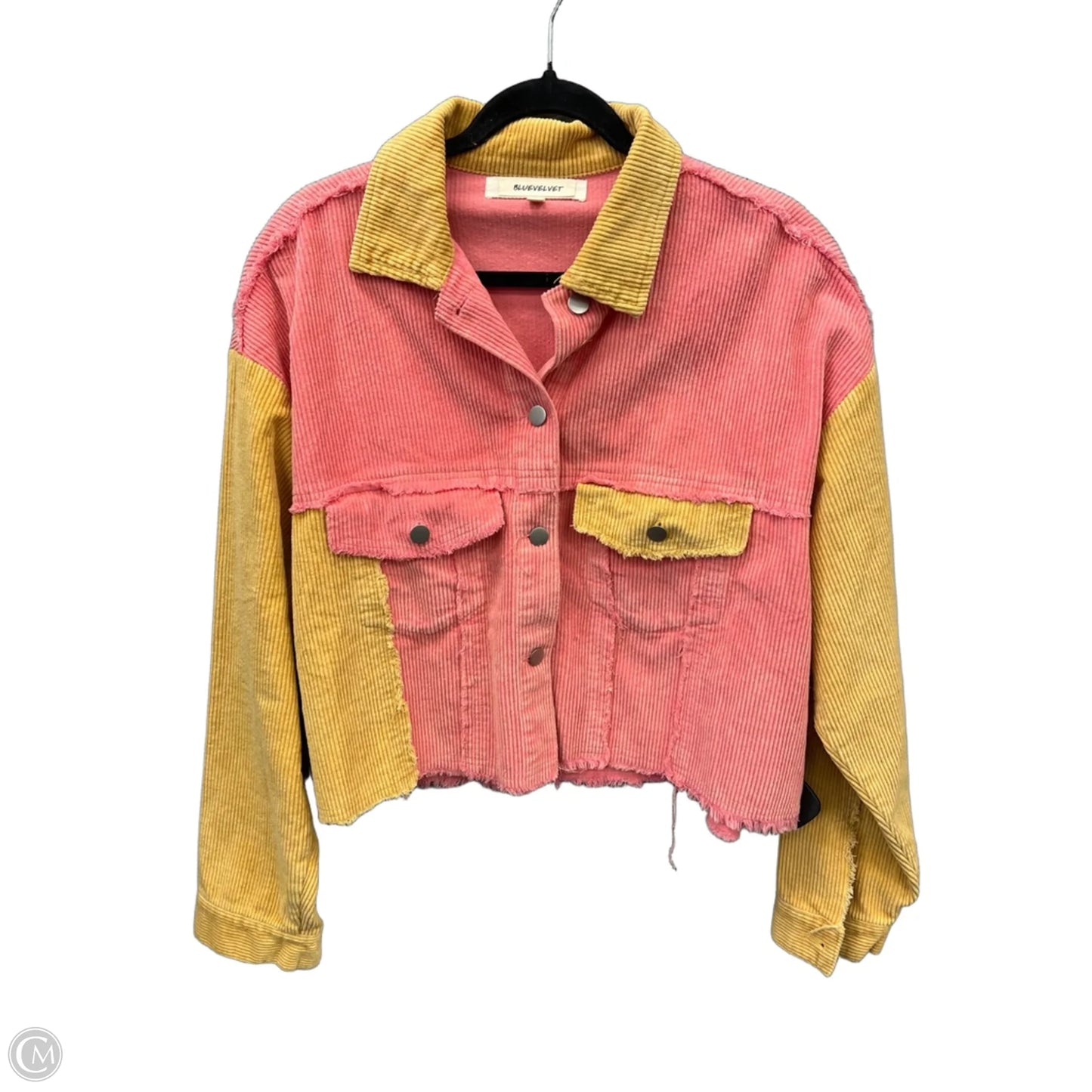 Jacket Shirt By Clothes Mentor In Pink & Yellow, Size: L