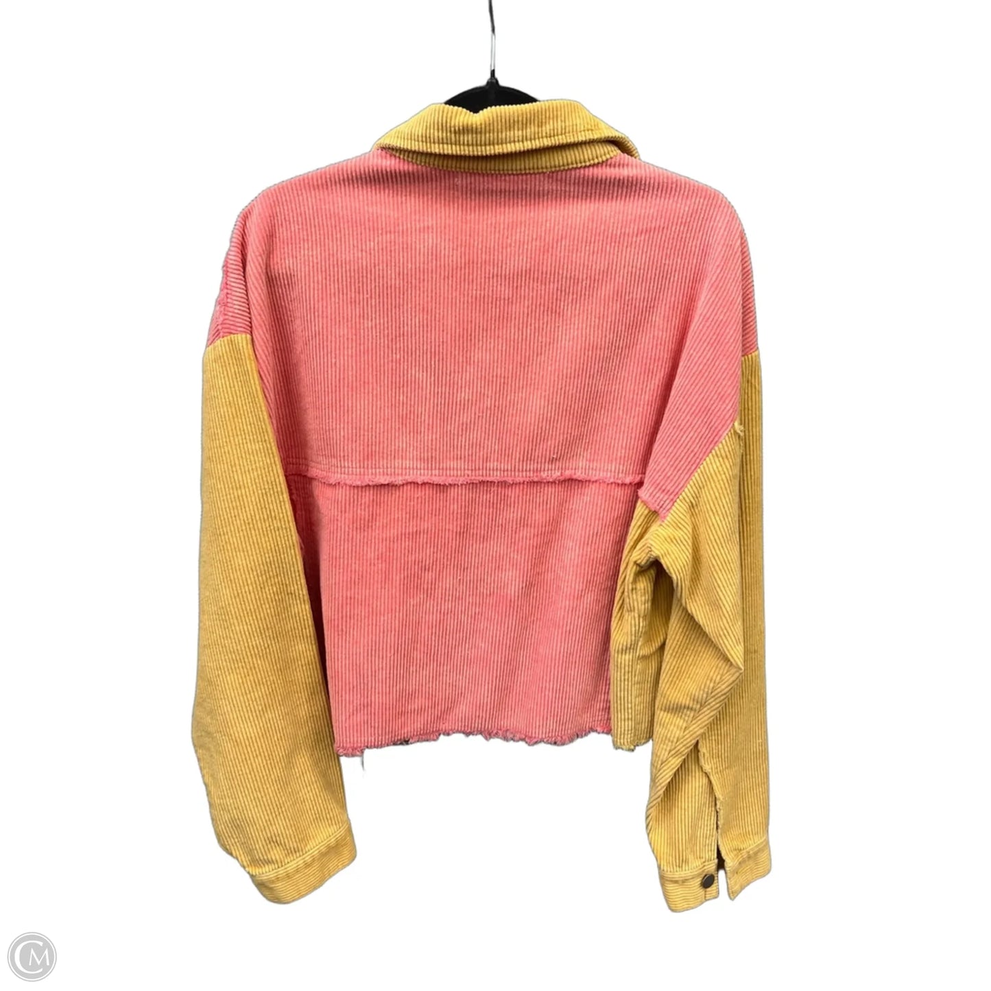 Jacket Shirt By Clothes Mentor In Pink & Yellow, Size: L