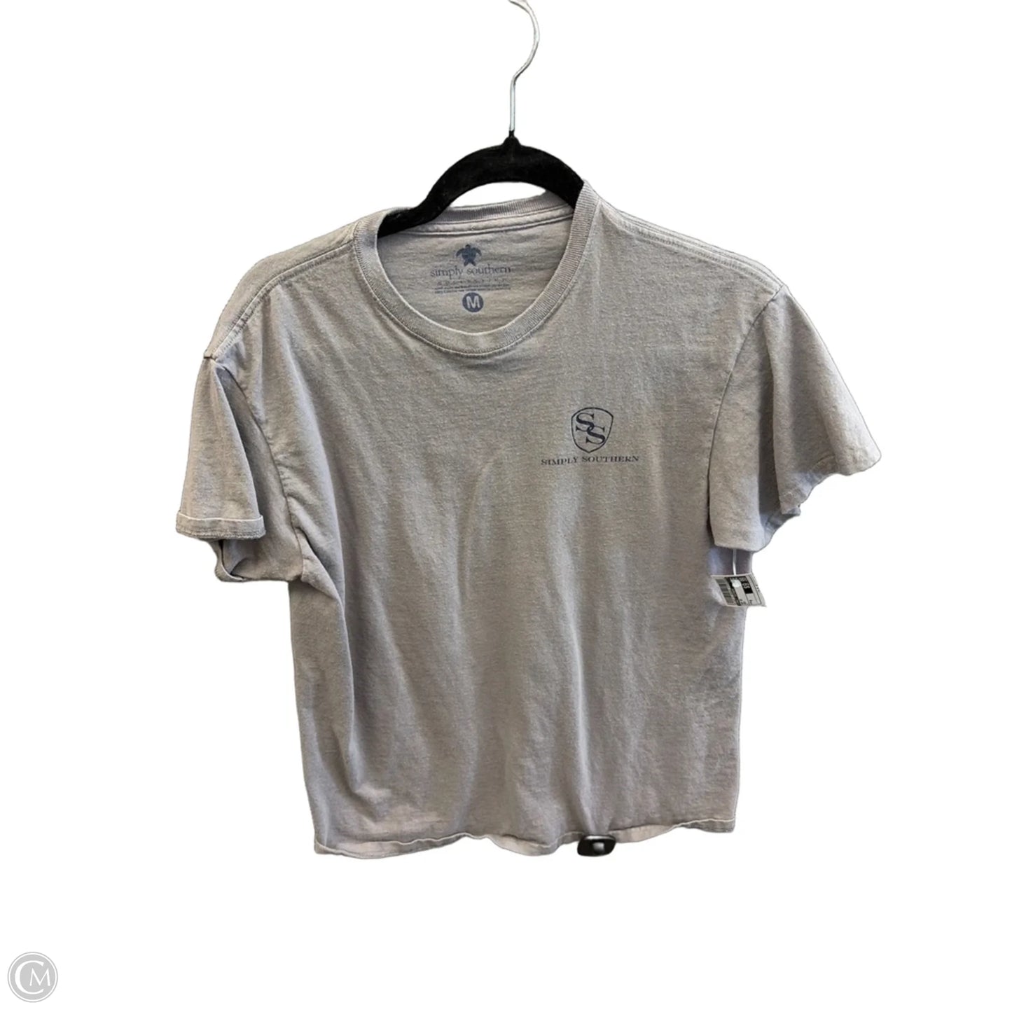 Top Short Sleeve By Simply Southern In Grey, Size: M