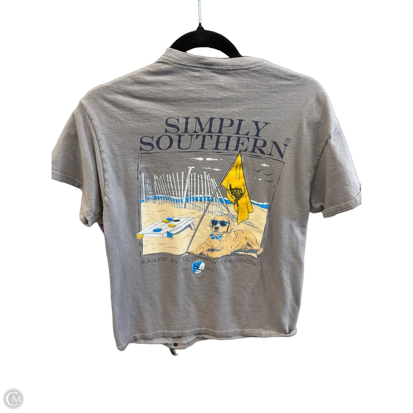 Top Short Sleeve By Simply Southern In Grey, Size: M