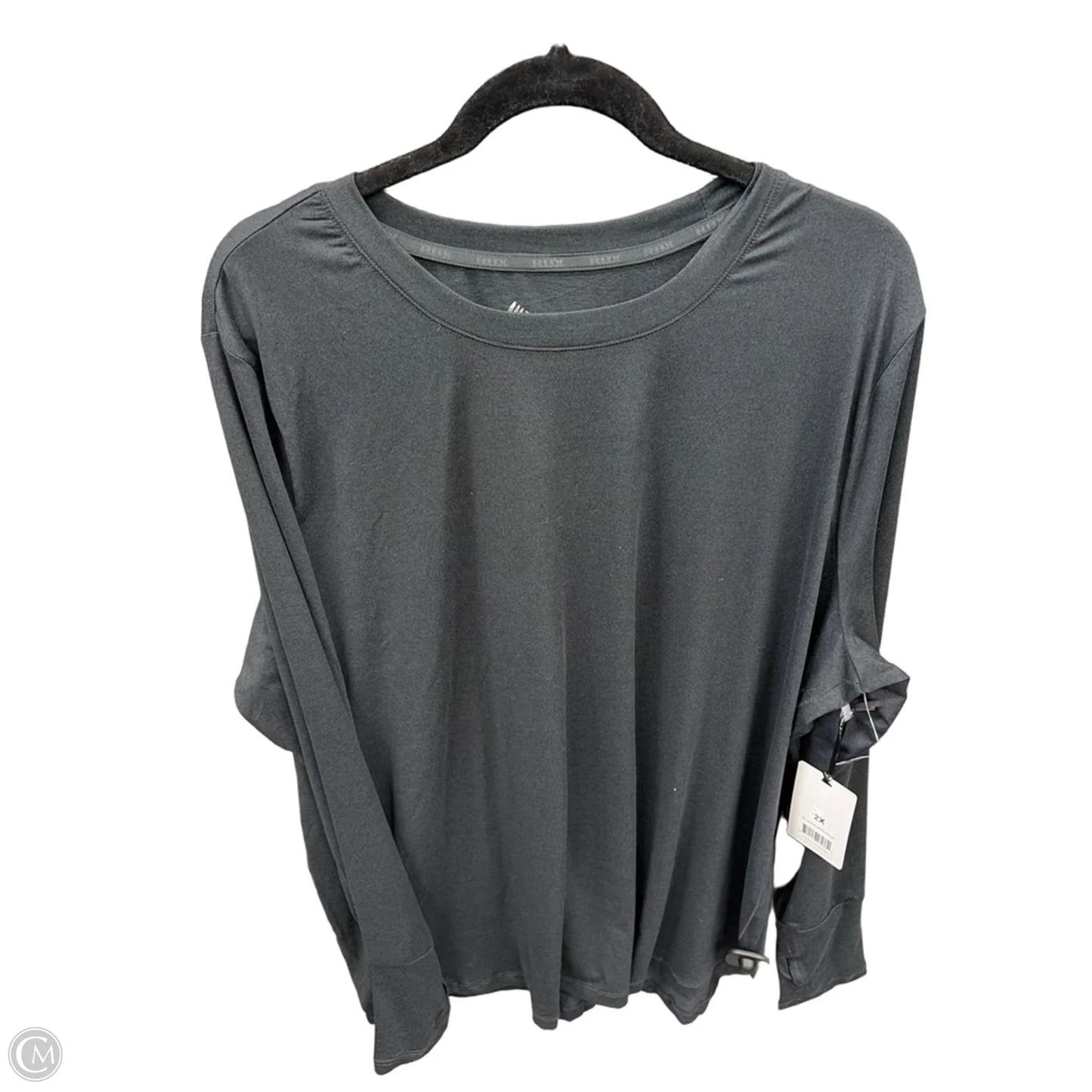 Athletic Top Long Sleeve Crewneck By Rbx In Grey, Size: 2x