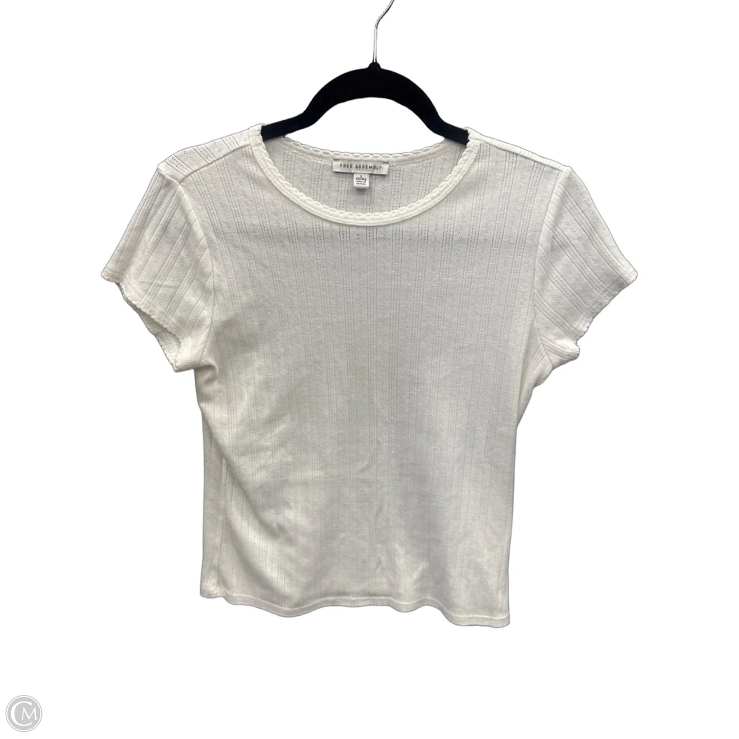 Top Short Sleeve By Free Assembly In White, Size: L