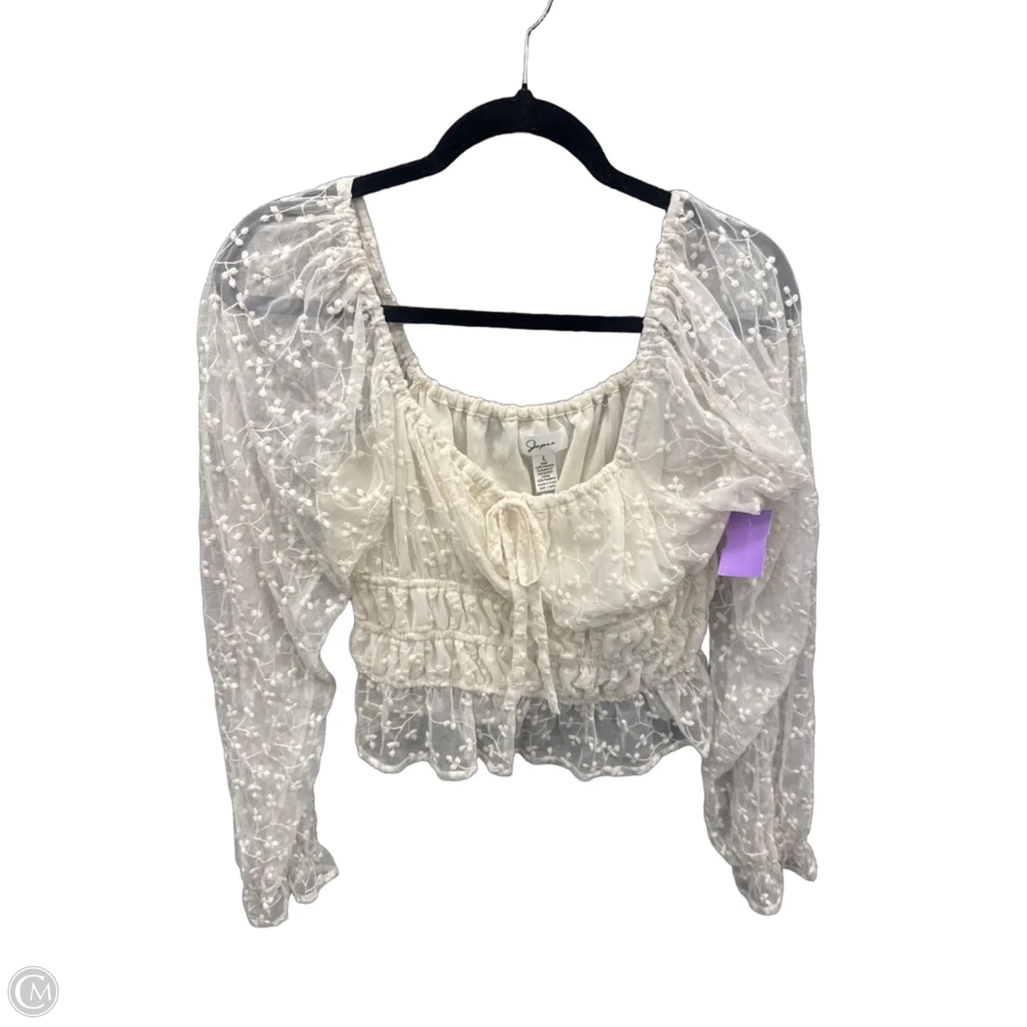 Top Long Sleeve By Japna In Cream, Size: L