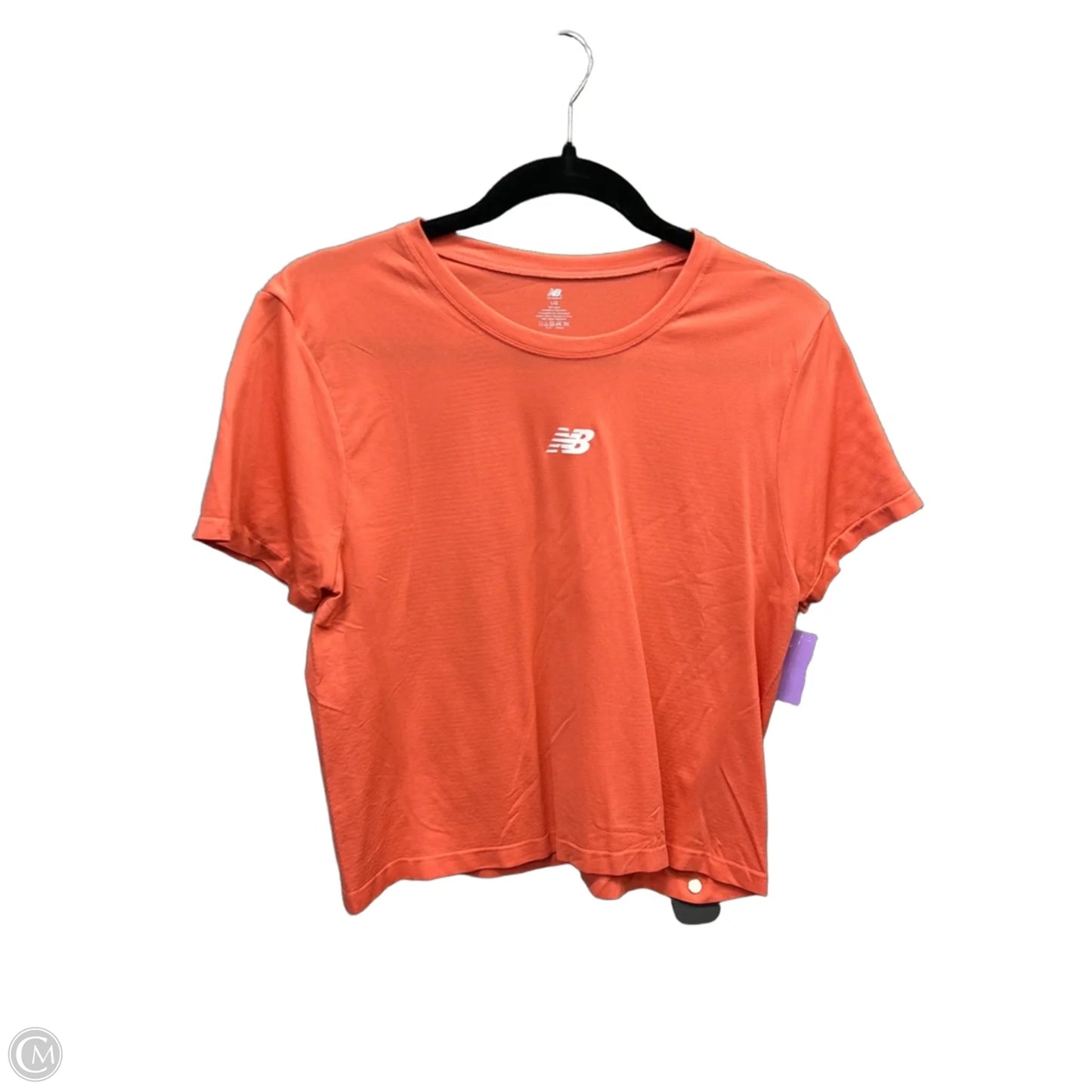 Athletic Top Short Sleeve By New Balance In Coral, Size: L