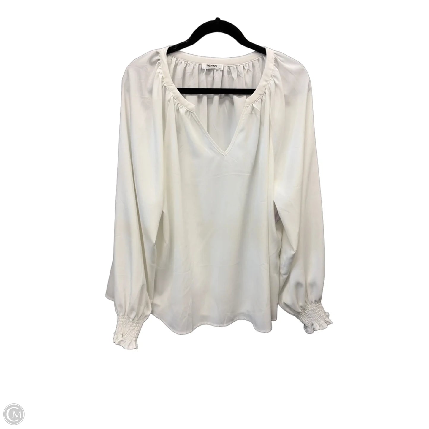 Top Long Sleeve By Zeagoo In White, Size: Xxl