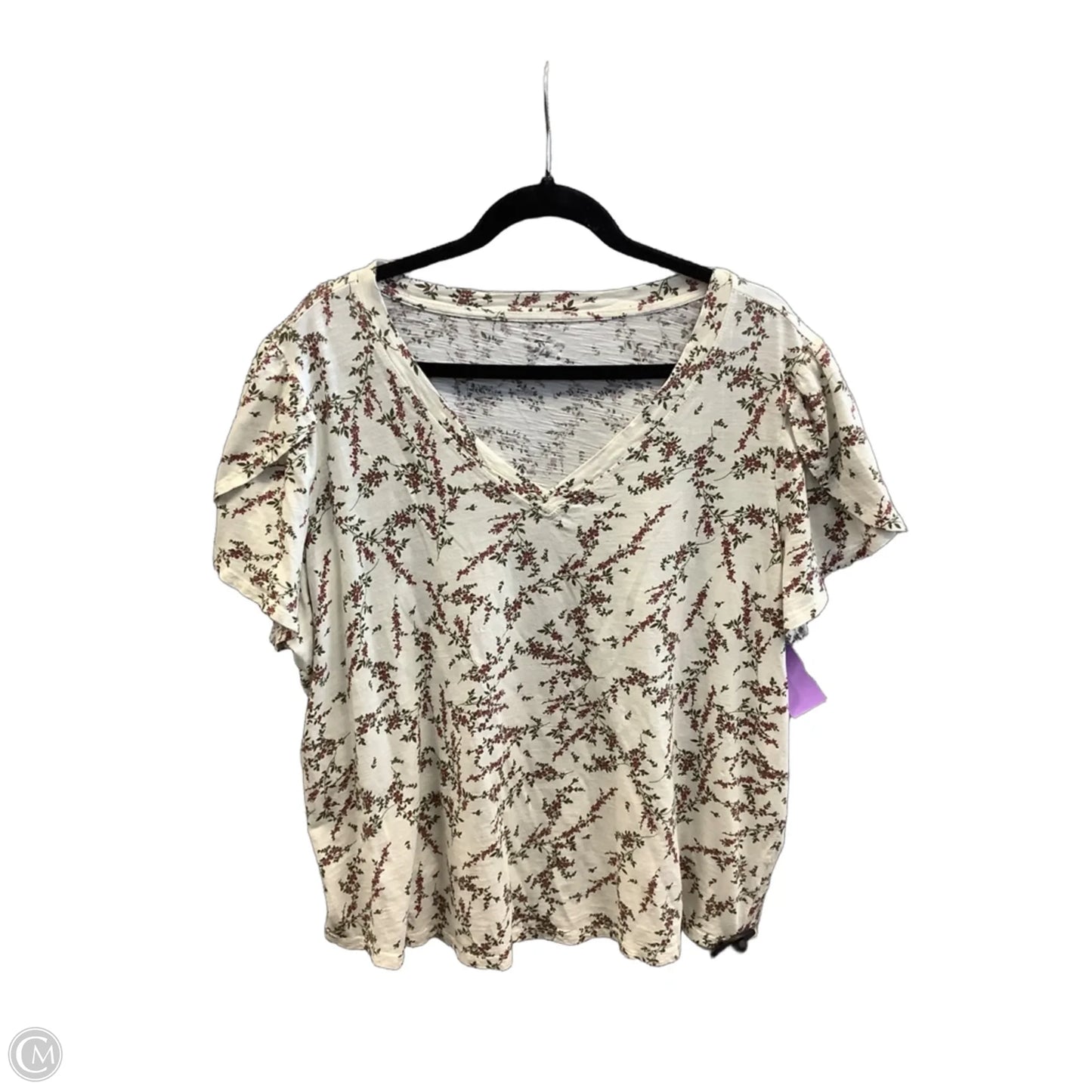 Top Short Sleeve Basic By Maurices In Floral Print, Size: 2x