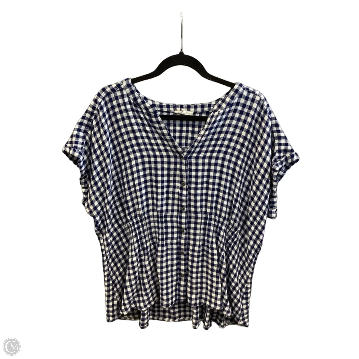 Top Short Sleeve By Maurices In Plaid Pattern, Size: 1x