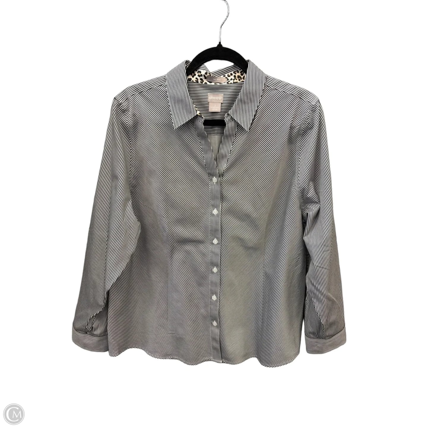 Top Long Sleeve By Chicos In Striped Pattern, Size: Xl