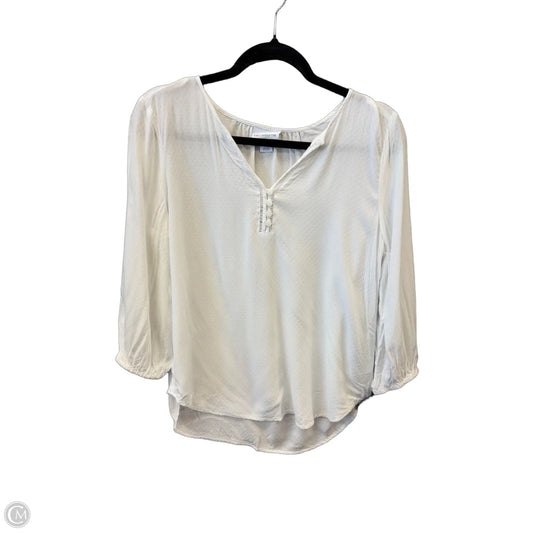 Top 3/4 Sleeve By Liz Claiborne In White, Size: S