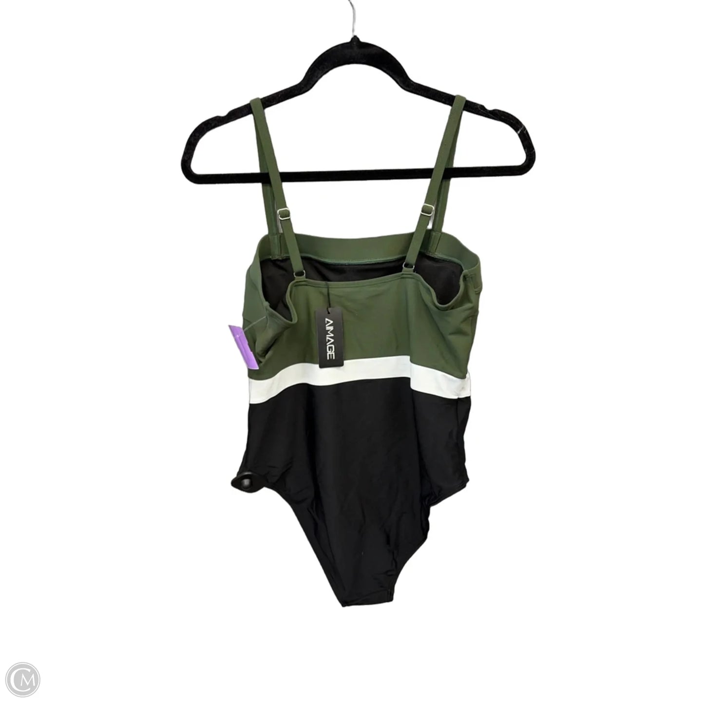 Swimsuit By Clothes Mentor In Black & Green, Size: L