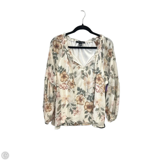 Top Long Sleeve By A Love Story In Cream, Size: 1x