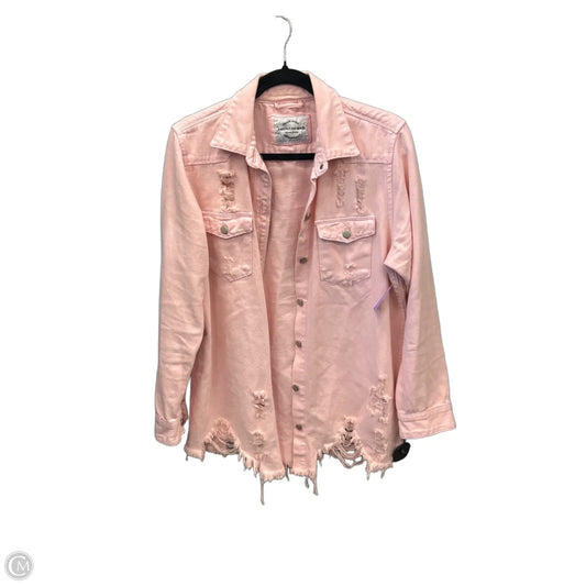 Jacket Denim By American Bazi In Pink Denim, Size: L
