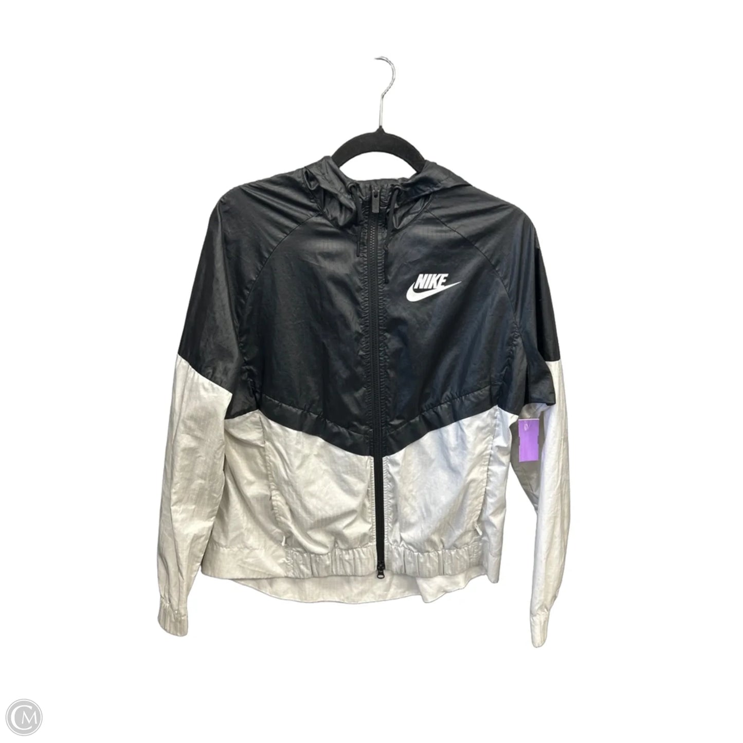 Jacket Windbreaker By Nike In Black & White, Size: M